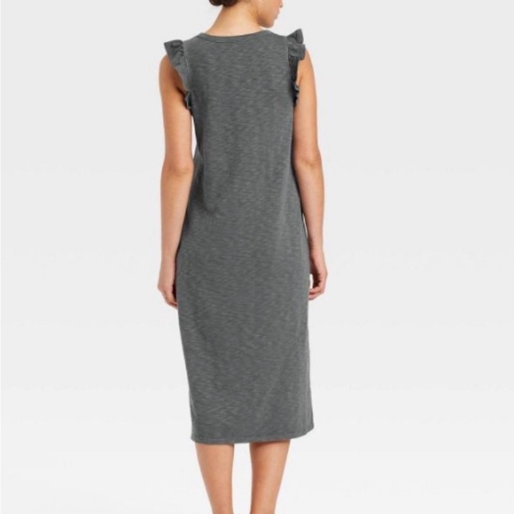 Universal Thread Charcoal Midi Dress 100% Cotton - Picture 2 of 8